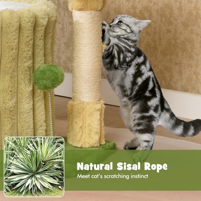 Cute Cat Tree with Sisal Scratching Posts and Dangling Ball - 20" x 16" x 21.5"