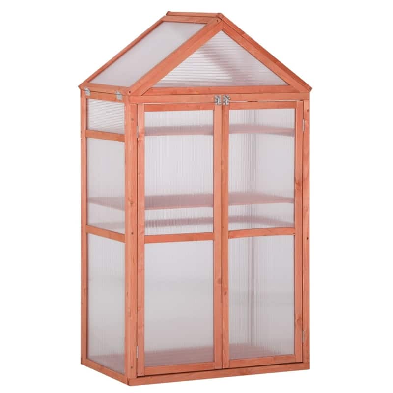 3-Tier Wooden Greenhouse with Panels Garden Plant Protector for Indoor and Outdoor Use