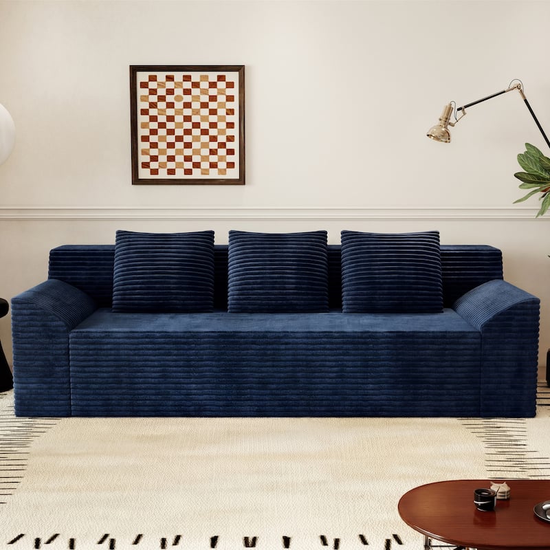 71" 3-Seater Corduroy Sofa with Deep Seat Design, Ready-to-Use for Living Room, Bedroom & Office - Blue