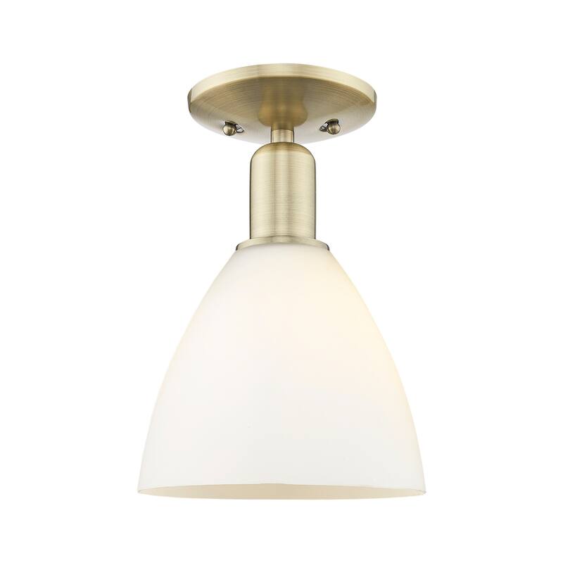 Innovations Lighting 716-1C-11-8 Bristol Semi-Flush Bristol 8" Wide - Antique Brass / Matte White