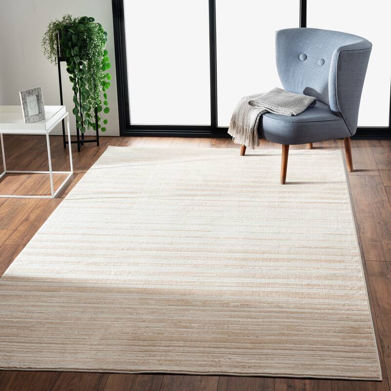 Sevita Cream/Beige Striped Contemporary Area Rug