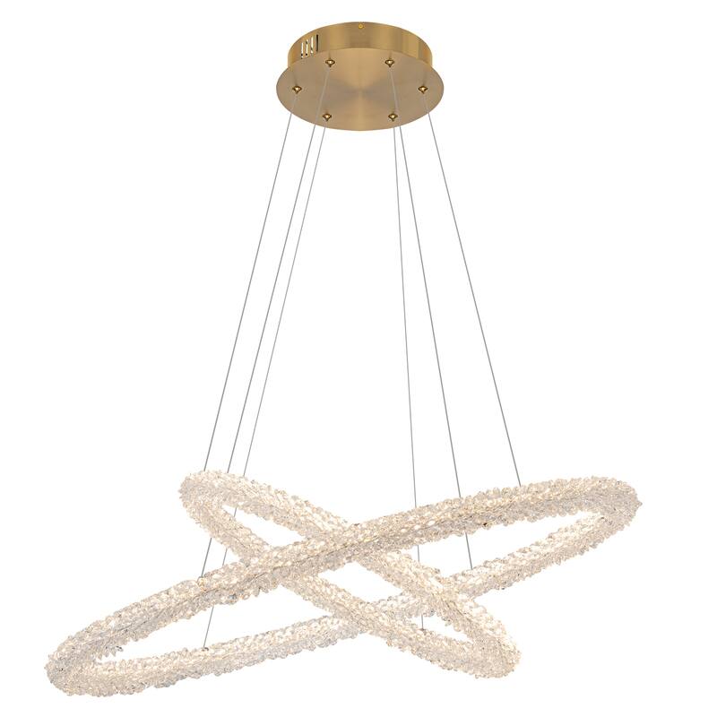 Modern Gold 2-Tier Crystal LED Chandelier, Dimmable Light - Dia.31.5-in