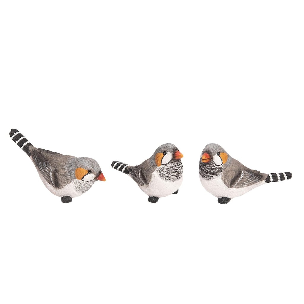 Transpac Large Resin Zebra Finch Bird Set of 3 Spring Home Decorations