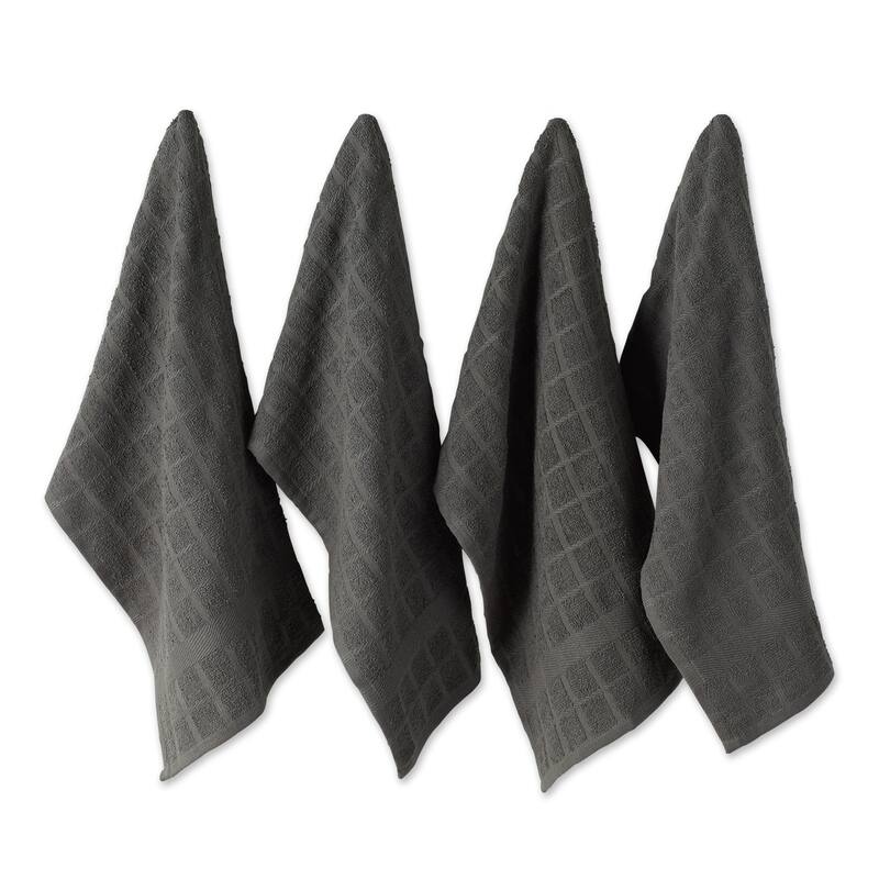 DII Solid Honey Gold Windowpane Terry Dishtowel 4 Piece