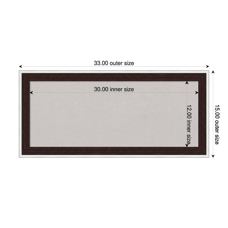 Maya Espresso Silver Framed Cork Board - Bulletin Board, Organization Board, Pin Board - Grey - 33 x 15 in