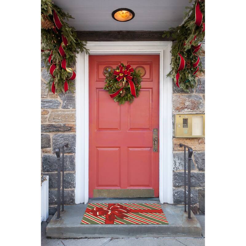 Liora Manne Frontporch Giftbox Indoor/Outdoor Rug Red