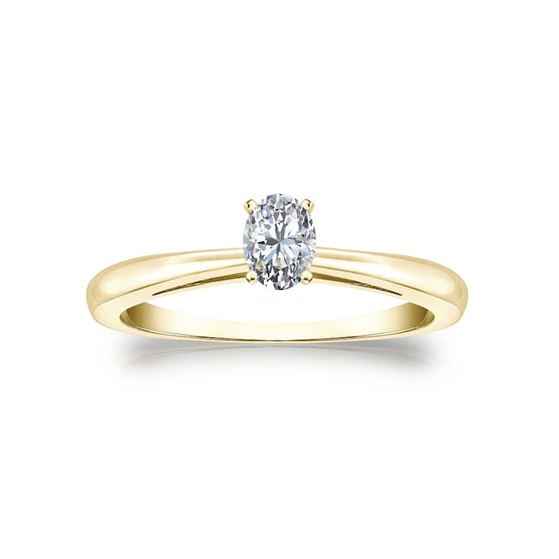Auriya 14k Gold 1/4ctw Oval-cut Solitaire Diamond Engagement Ring (H-I, I1-I2)