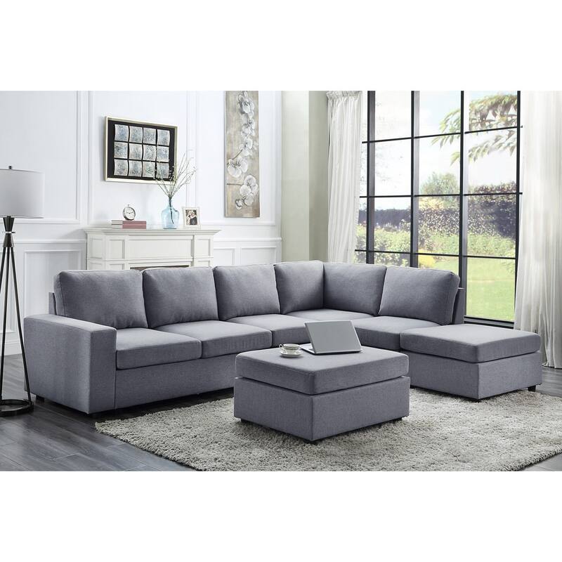 7 Seat Reversible Modular Sectional Sofa with Ottoman
