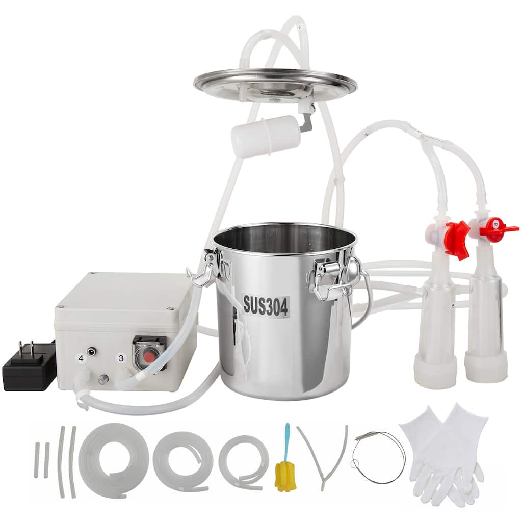 UIMOSO Goat Milking Machine, 3 L 304 Stainless Steel Bucket, Electric Automatic Pulsation Vacuum Milker, Portable Milker - 3 L