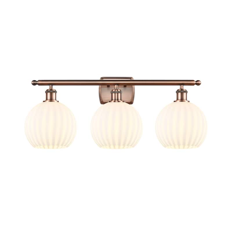 Innovations Lighting 516-3W-11-28-White Venetian-Bathroom Vanity Light - Antique Copper / White Venetian