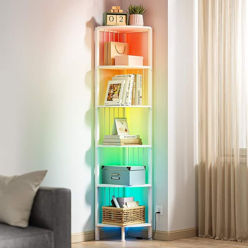 Corner Shelf Stand - 11.7"D x 11.7"W x 63"H - White