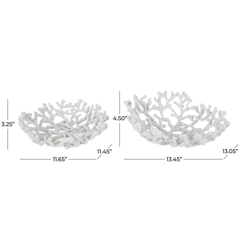 Resin Coral Textured Decorative Bowl - Set of 2 Blue or White - Roche River Decor