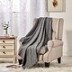 preview thumbnail 1 of 4, Wellco Ultra Soft Knitted Throw Blanket With Boho Tassels - 50" x 60", Stripe Patterns, Grey Grey - 50" x 60"