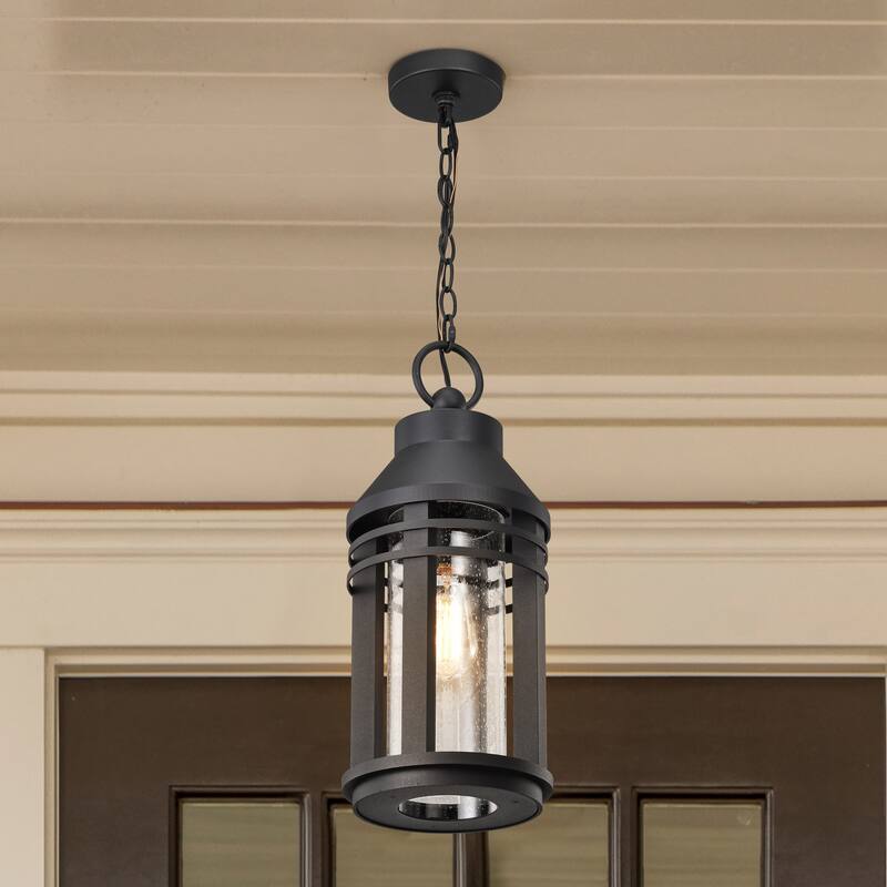 Wilton 1 Light Hanging Lantern Matte Black with Clear Seeded Glass