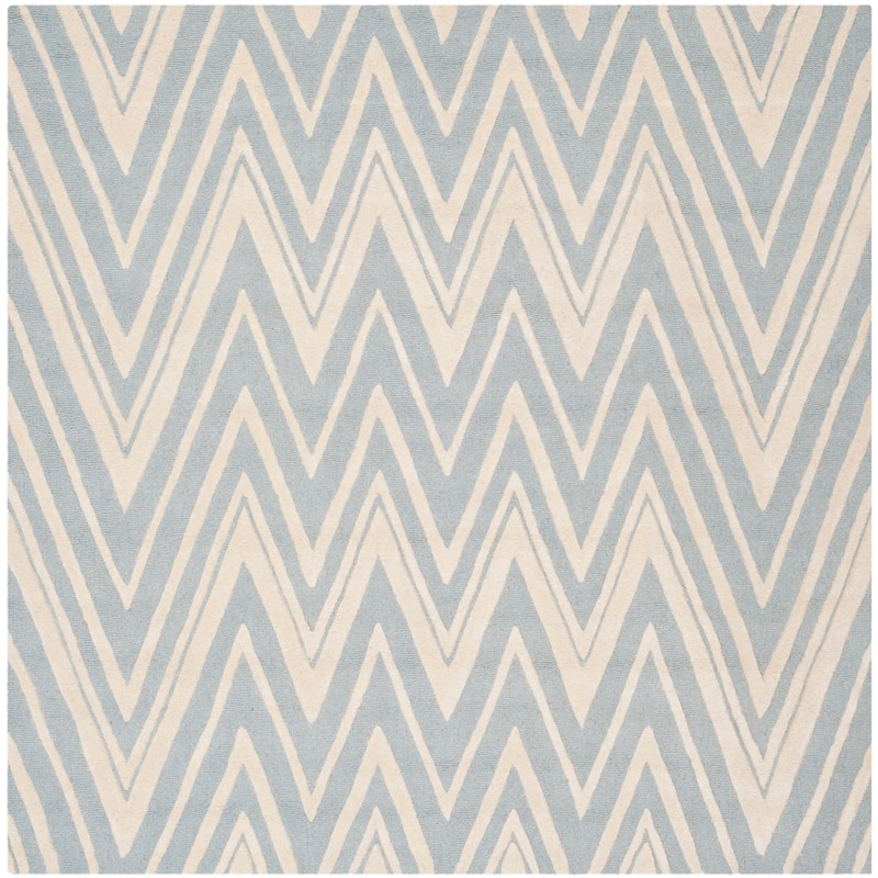 SAFAVIEH Handmade Cambridge Fumiko Modern Moroccan Wool Rug - 6' Square - Blue/Ivory