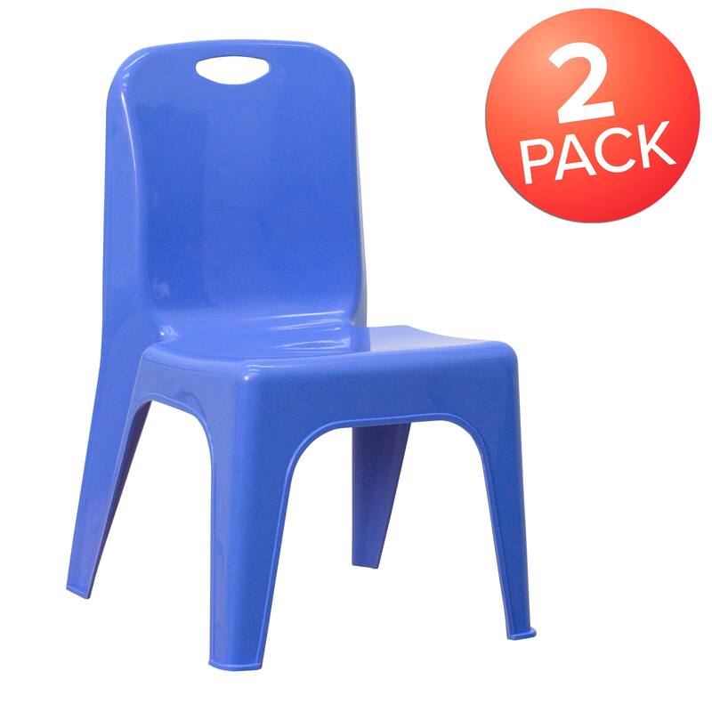 2 Pack Plastic Stackable School Chair with Carrying Handle and 11"H Seat