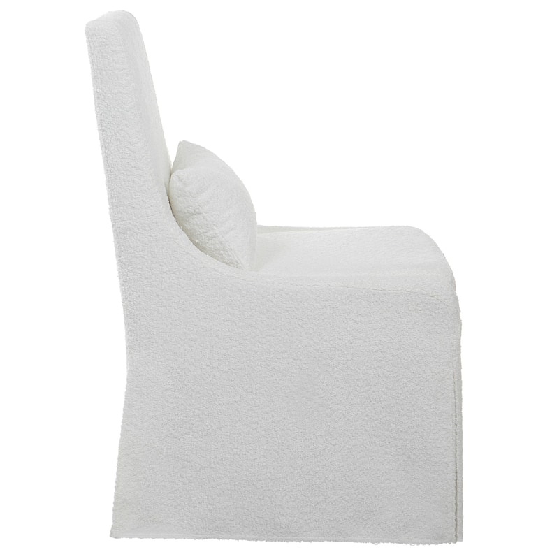 Solid Plush Cushion Seat Armless Chair - 39.5" - White