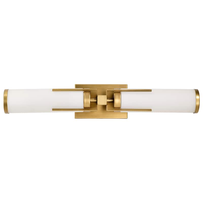 Roselle 2 Light Vanity Natural Brass with White Glass - Natural Brass