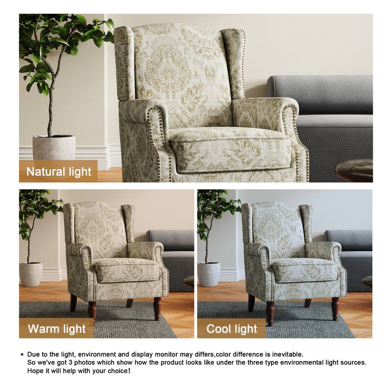 Patterned Upholstered Accent Chair for Living Room