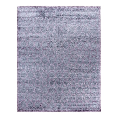 Modern One-of-a-Kind Hand-Knotted Area Rug, Gray - 7' 10" x 10' 1"