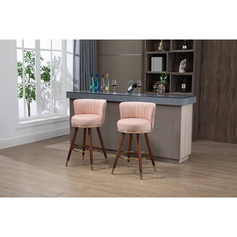Counter Height Bar Stools Set of 2 for Kitchen Counter Solid Wood Legs