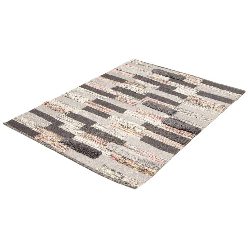ECARPETGALLERY Braid weave Sienna Grey Wool Rug - 5'8 x 7'9