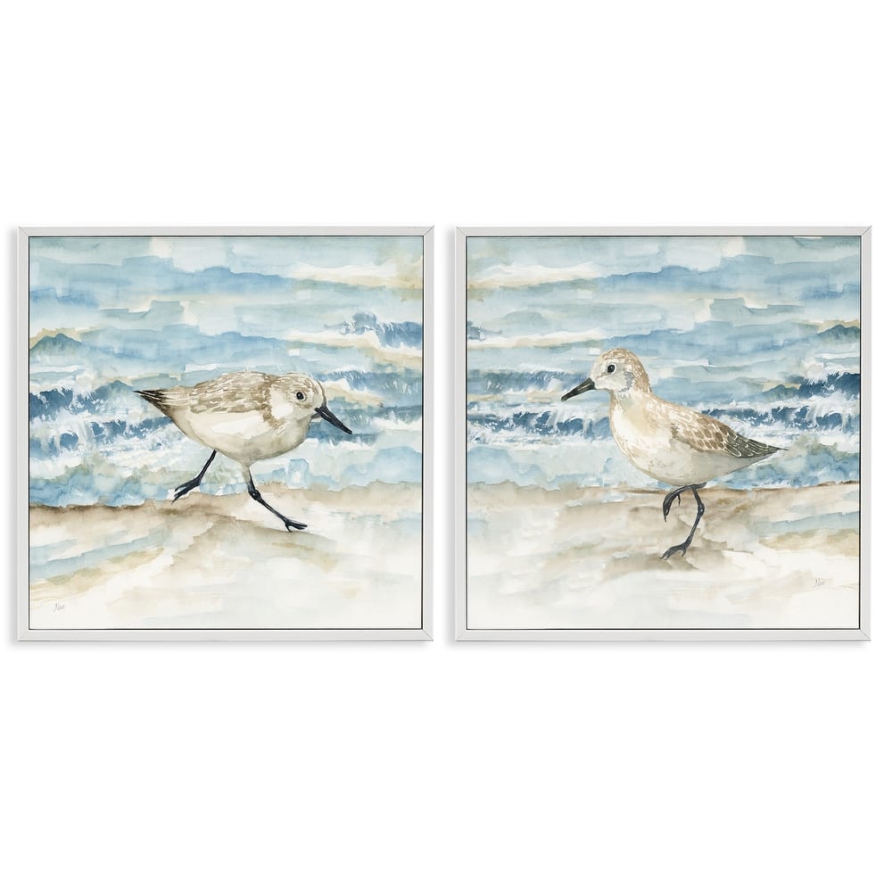 Stupell Sandpipers Treading Beach Shore Framed Giclee Art Design By Nan (Set of 2)