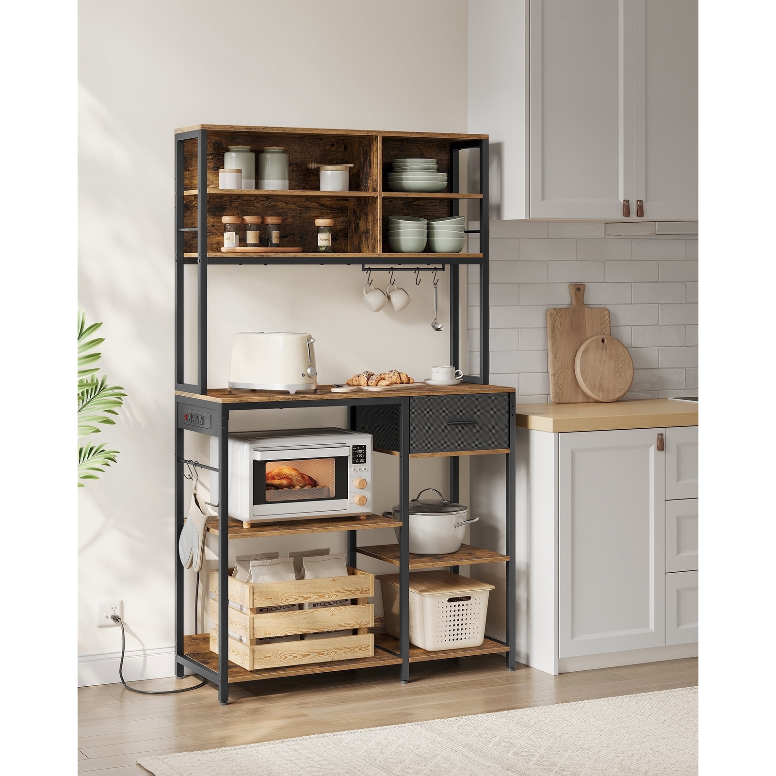 VASAGLE Bakers Rack with Charging Station Coffee Bar Stand with Adjustable Storage Shelves On Sale Bed Bath Beyond 40154359