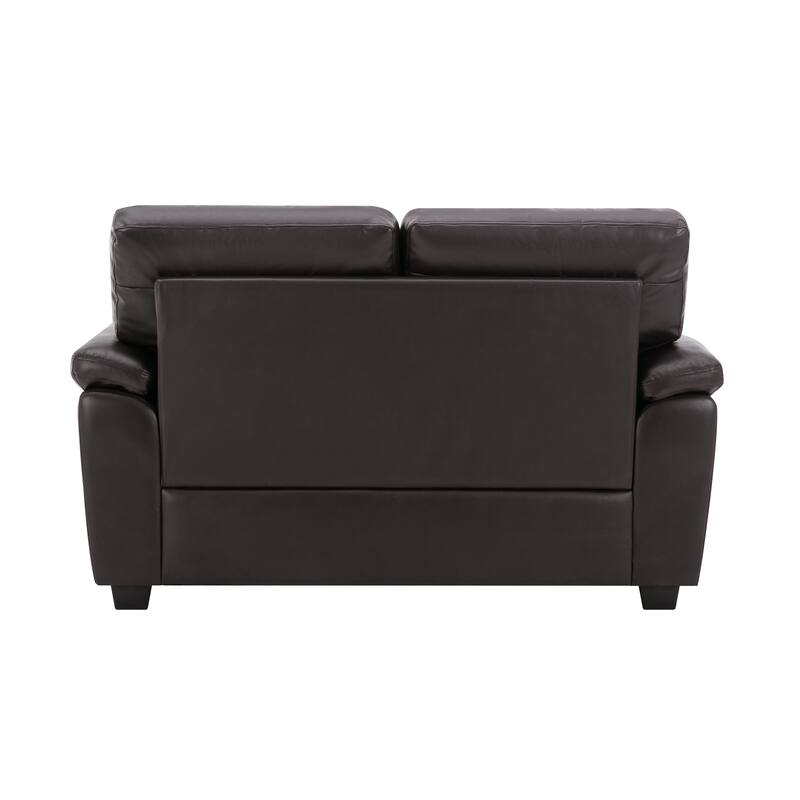 Upholstered Living Room Set, 3 Pieces - Faux Leather Loveseat, Sofa with Ottoman