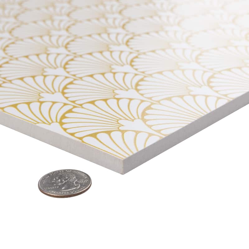Merola Tile Art Deco Manhattan White 11-3/4" x 11-3/4" Porcelain Floor and Wall Tile