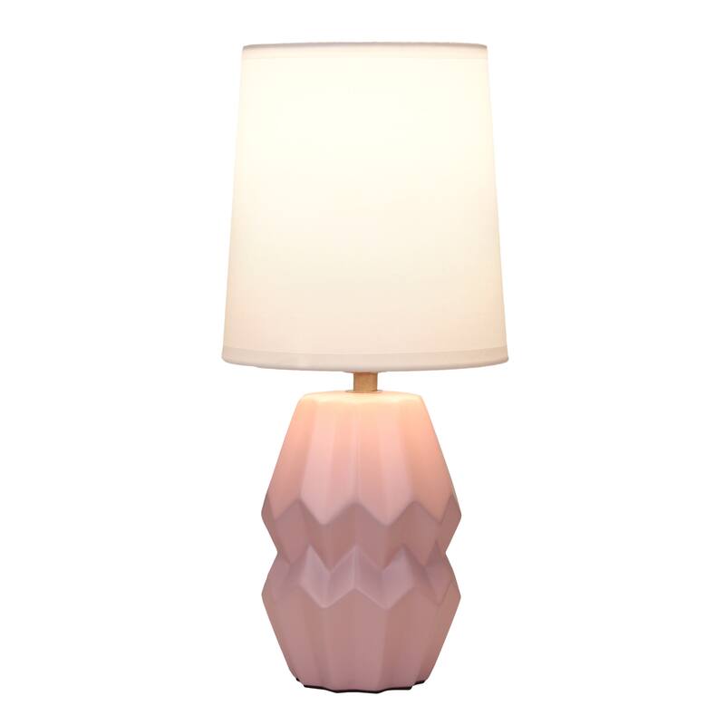 Geometric Ceramic Table Lamp with White Drum Shade - 19.5" - Pink
