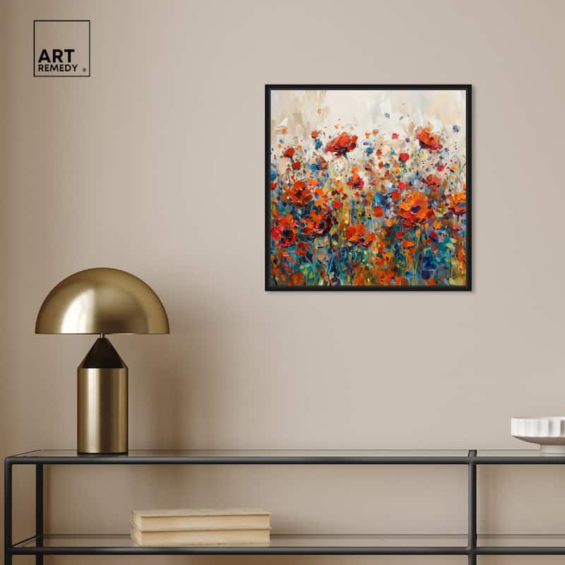 Art Remedy Beautiful Garden Bloom Framed Impressionism 1 Piece Canvas Wall Art /Monet And Van Gogh Inspired Art