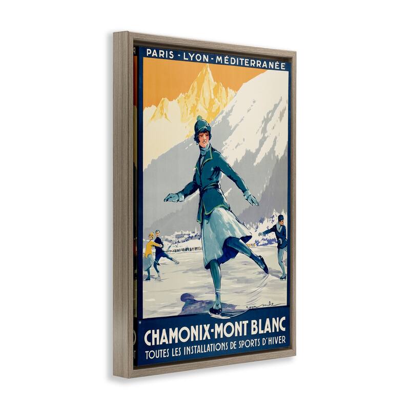Stupell Vintage Ice Skating Advertisement Framed Floater Canvas Wall Art Design By Marcus Jules