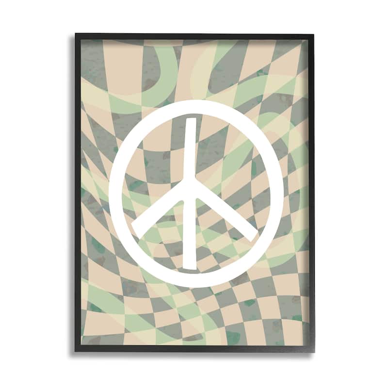 Stupell Retro Peace Symbol Framed Giclee Art Design by Daphne Polselli - 16 x 20 - Black