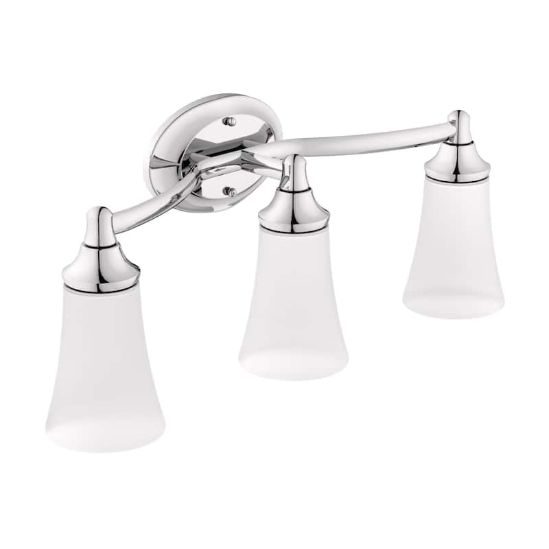 Moen 3 Light Bathroom Sconce with Frosted Shades from the Eva - Chrome