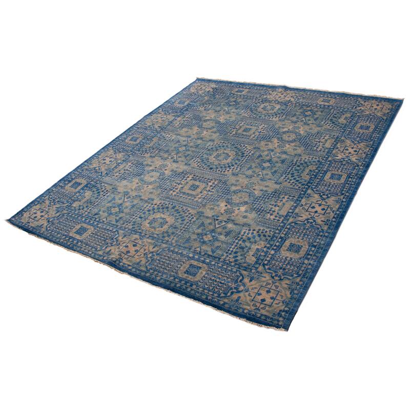 ECARPETGALLERY Hand-knotted Mamluk Blue Wool Rug - 12' x 14' 10"