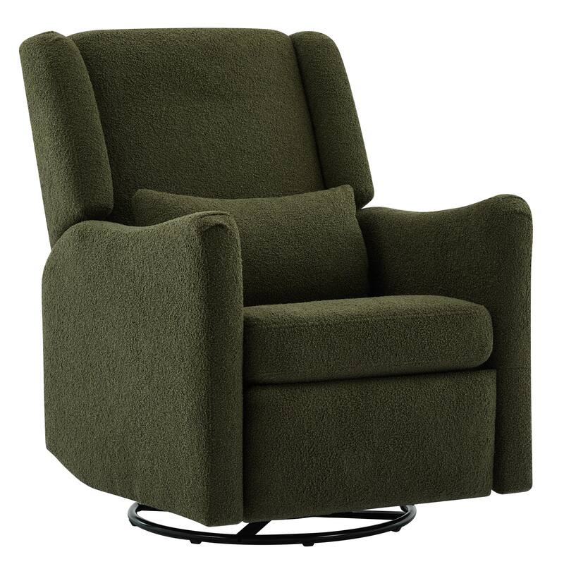 Seaweed Green Wingback Recliner Chair with Adjustable Backrest & Footrest, 360 Swivel Arm Chair Lounge Chair Accent Chair
