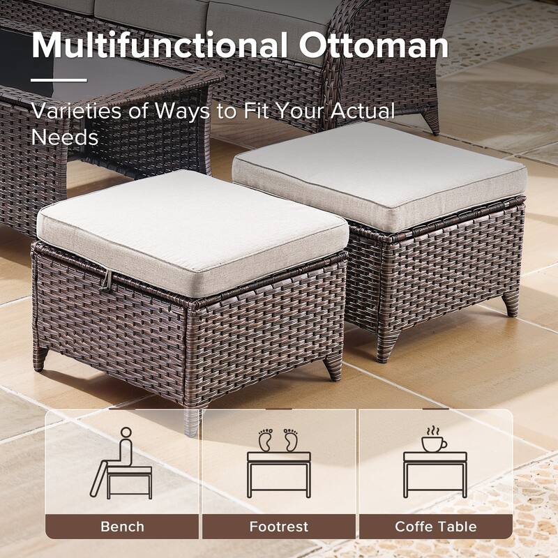 Gymojoy 5-Piece Patio Furniture Set with Swivel Glider Chairs, 6-Inch Ultra-Plush Cushions & Water-Resistant Olefin Fabric