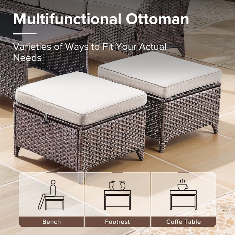 Gymojoy 8-Piece Patio Furniture Set with Swivel Glider Chairs, 6-Inch Ultra-Plush Cushions & Water-Resistant Olefin Fabric