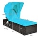 preview thumbnail 3 of 8, Gymax Rattan Patio Chaise Lounge Chair W/ Adjustable Canopy Turquoise