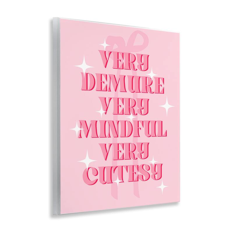 Stupell Pink Demure Mindful & Cutesy Wall Plaque Art Design By Lil' Rue