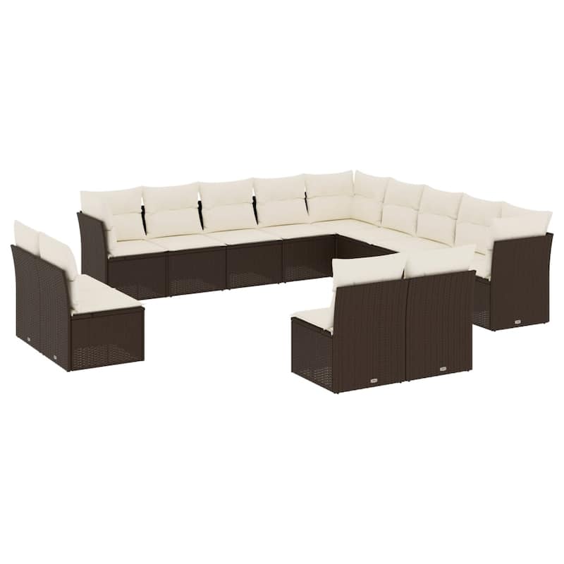 vidaXL Patio Sofa Set with Cushions Outdoor Furniture 14 Piece Poly Rattan