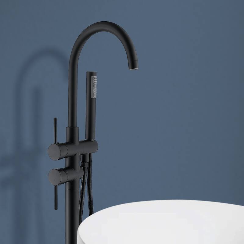 Topcraft Floor Mounted Bathtub Filler with Handheld Showerhead
