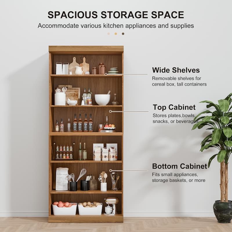 Doorless Wood Bookshelf Storage Cabinet Bookcase&Office Cabinet for Kitchen Bedroom Entryway Living Room Dinning Room