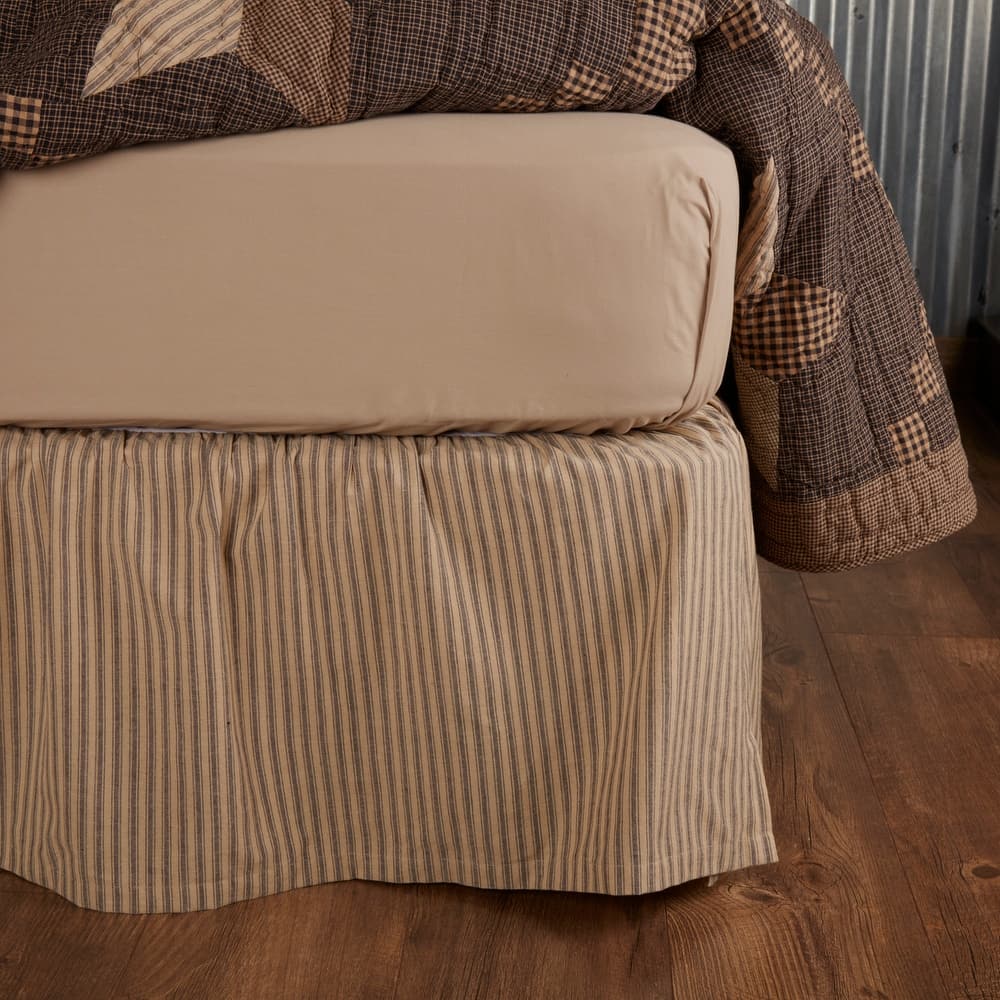 Farmhouse Star Ticking Stripe Bed Skirt