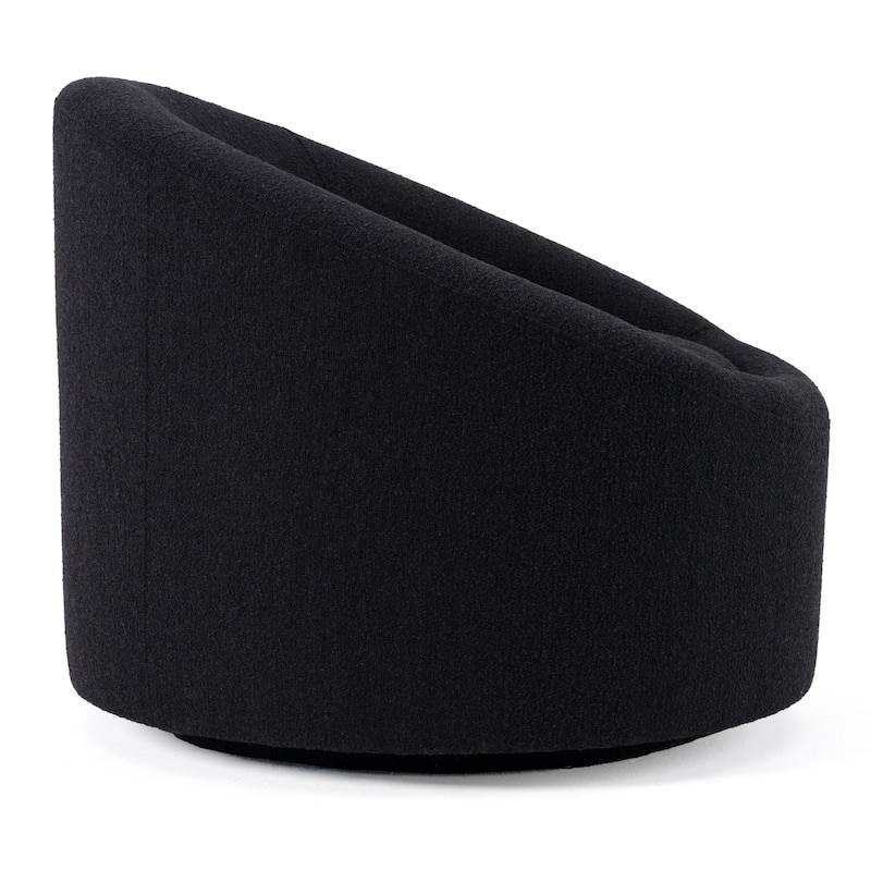 Modrest Dowsett Modern Black Fabric Swivel Accent Chair