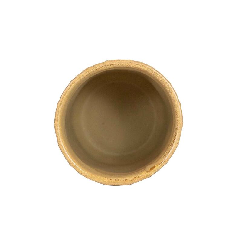 Foreside Home & Garden Wavy Ribbed Planter Brown Stoneware - 5.5 x 5.5 x 5.25"