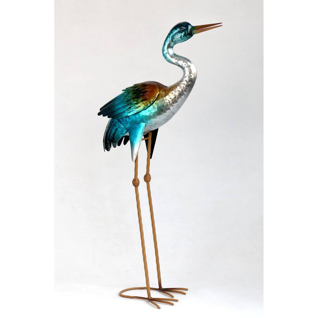 Multi Color Metal Heron Garden Sculpture
