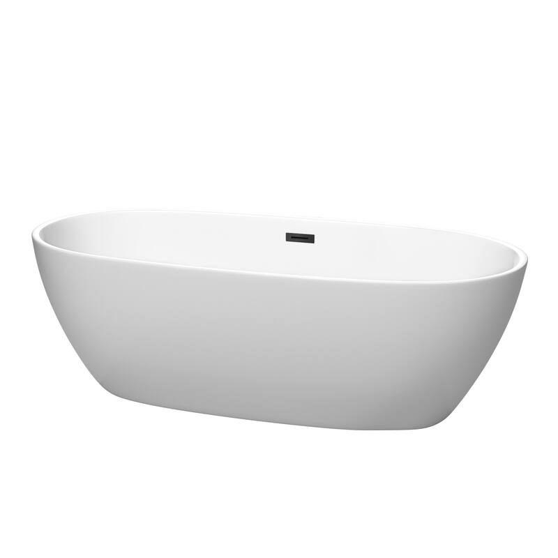 Wyndham Collection Juno 71" Free Standing Acrylic Soaking Tub with - Matte White / Matte Black Trim
