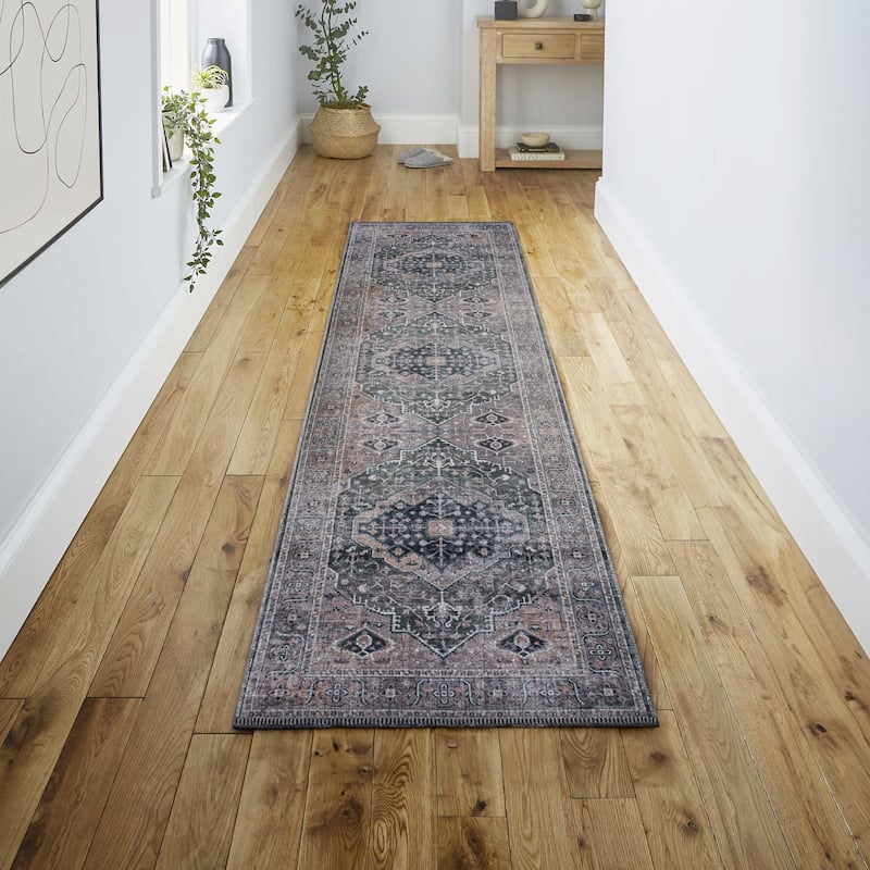 JONATHAN Y Kemer Ogee Medallion Machine Washable Area Rug